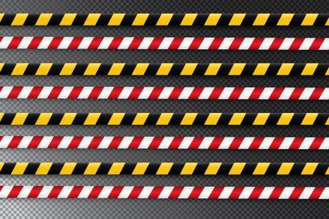 Caution lines isolated. Warning tapes. Danger signs. Vector illustration. Set of Stock Illustration