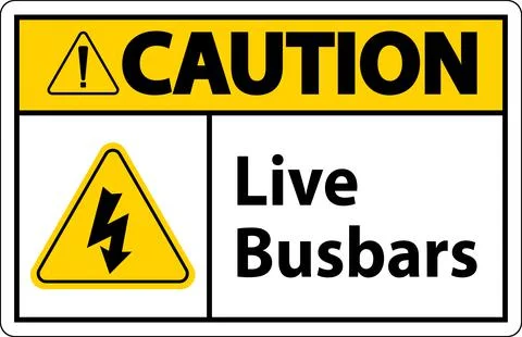 Caution Live Busbars Sign On White Background イラスト素材