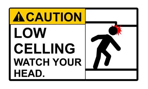 Caution Low Ceiling Watch Your Head Safety Warning Sign Stock Illustration