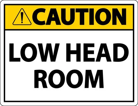 Caution Low Head Room Sign On White Background Stock Illustration
