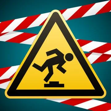 Caution, low-noticeable obstacle. Safety sign. Yellow triangle with black image Stock Illustration