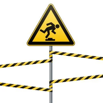 Caution, low-noticeable obstacle. Safety sign. Yellow triangle with black image Stock-Illustration