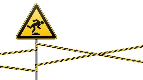 Caution, low-noticeable obstacle. Warning sign safety. Attention is dangerous Stock Illustration