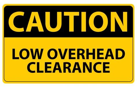 Caution low overhead clearance icon. OSHA Safety Signs Marking Label Illustrazione stock