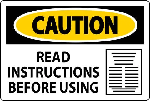 Caution Machine Sign Read Instructions Before Using Stock Illustration