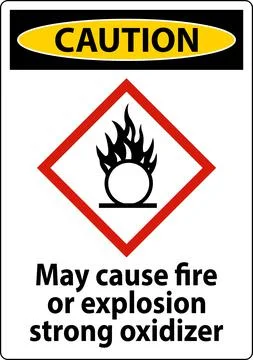 Caution May Cause Fire Or Explosion Sign On White Background Stock Illustration