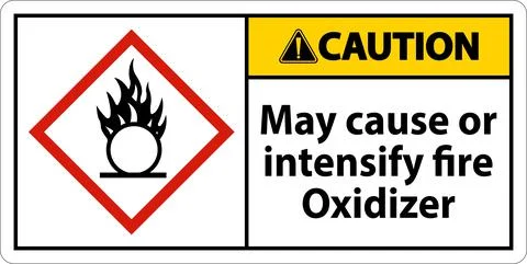 Caution May Cause Or Intensify Fire GHS Sign On White Background Stock Illustration