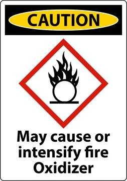 Caution May Cause Or Intensify Fire GHS Sign On White Background Stock Illustration