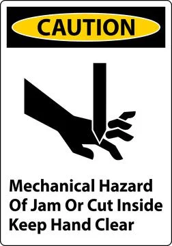 Caution Mechanical Hazard Of Jam Or Cut Inside Keep Hand Clear Stock Illustration
