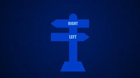 The caution message of left side and right side arrow on gray color illustr.. Illustrazione stock
