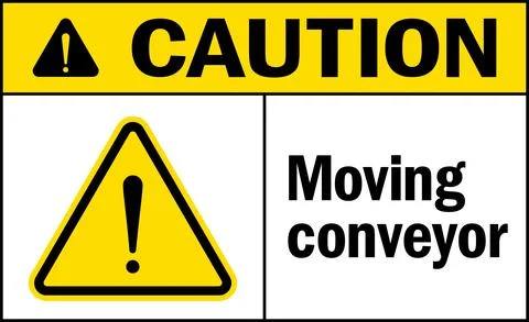 Caution Moving conveyor warning sign. Stock Illustration