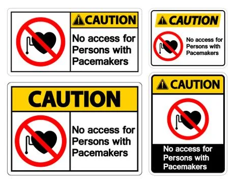 Caution No Access For Persons With Pacemaker Symbol Sign On White Background Stock Illustration