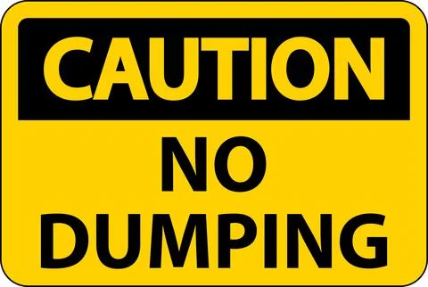 Caution No Dumping Sign On White Background Illustrazione stock