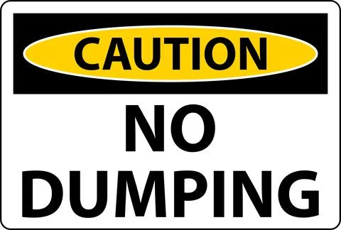 Caution No Dumping Sign On White Background Illustrazione stock