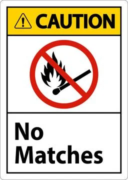 Caution No Fire, No Matches or Open Flame Sign Stock Illustration