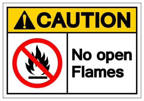 Caution No Open Flames Symbol Sign ,Vector Illustration, Isolate On White Bac Stock Illustration
