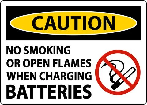 Caution No Smoking When Charging Sign On White Background Stock Illustration