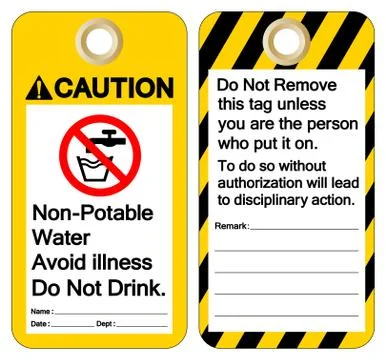 Caution Non-Potable Water Avoid Illness Do Not Drink Symbol Sign ,Vector Illu Stock Illustration