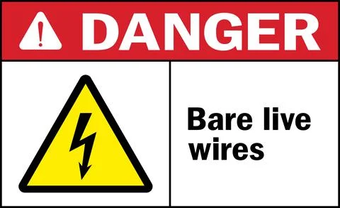 Caution Overhead cables sign. Stock Illustration