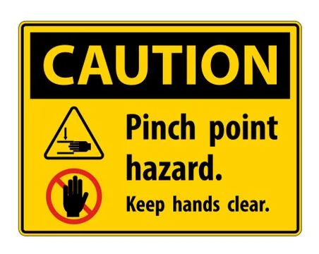 Caution Pinch Point Hazard,Keep Hands Clear Symbol Sign Isolate on White Back Stock Illustration