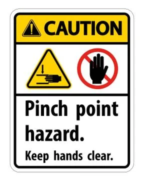Caution Pinch Point Hazard,Keep Hands Clear Symbol Sign Isolate on White Back Stock Illustration