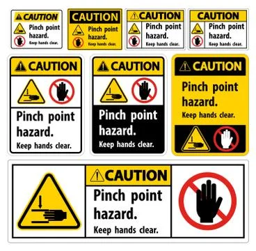 Caution Pinch Point Hazard,Keep Hands Clear Symbol Sign Isolate on White Back Stock Illustration