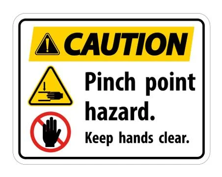 Caution Pinch Point Hazard,Keep Hands Clear Symbol Sign Isolate on White Back Stock Illustration