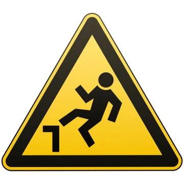 Caution, possible fall from height. Attention is dangerous. Warning sign Stock Illustration