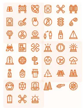 Caution Premium Vector Bundle with 45 128x128 Display Perfect Bold Line Icons Stock Illustration