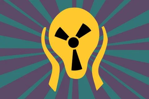 Caution radiation sign in the form of screaming terror head Stock Illustration