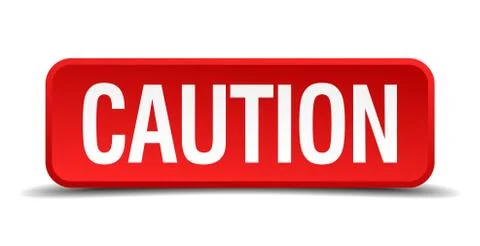 Caution red three-dimensional square button isolated on white background Stock-Illustration