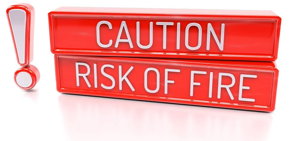Caution, Risk of Fire - 3d banner, isolated on white background Stockillustratie