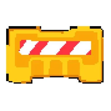 Caution road barrier pixel art vector illustration Stock Illustration