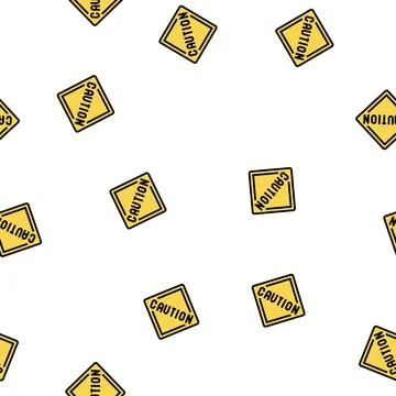 Caution road sign vector seamless pattern Stock Illustration