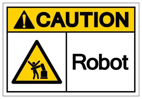 Caution Robot Symbol Sign, Vector Illustration, Isolate On White Background L Stock Illustration