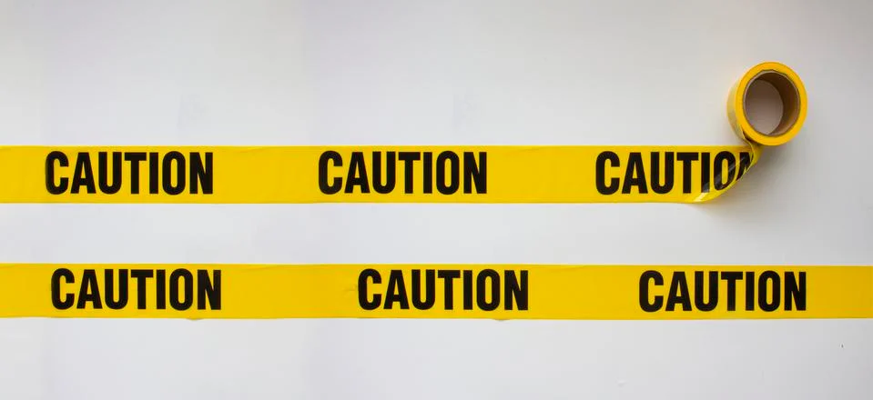 Caution Safety Barricade Tape, Indoor or Outdoor Black on Yellow Background Stock Photos