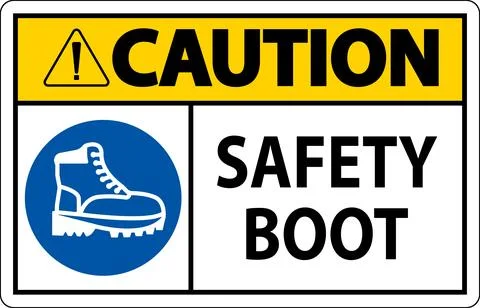 Caution Safety Boot Sign for Workplace or Construction Area Stock Illustration