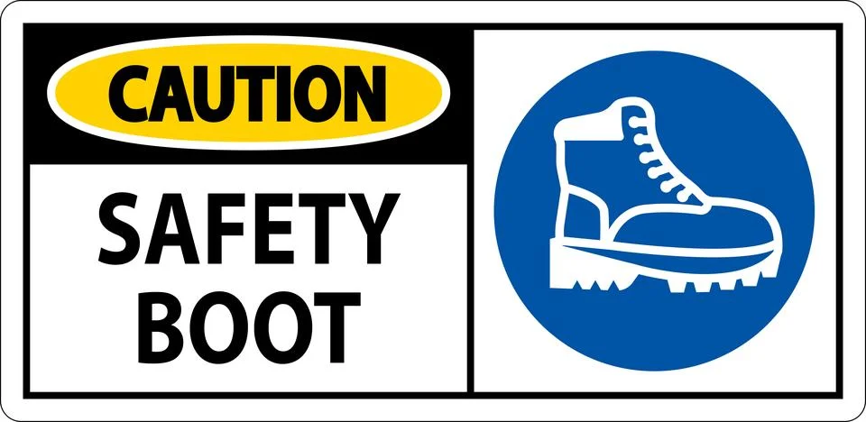 Caution Safety Boot Sign for Workplace or Construction Area Stock Illustration