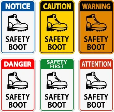 Caution Safety Boot Sign for Workplace or Construction Area Stock Illustration
