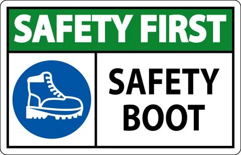 Caution Safety Boot Sign for Workplace or Construction Area Stock Illustration