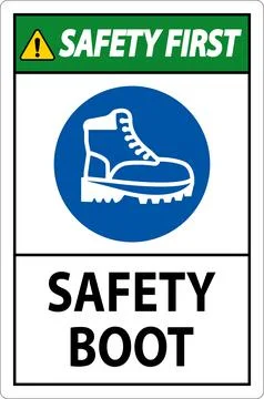 Caution Safety Boot Sign for Workplace or Construction Area Stock Illustration