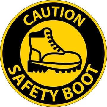 Caution Safety Boot Sign for Workplace or Construction Area Stock Illustration
