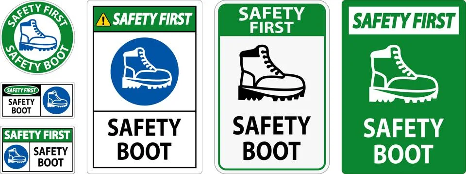 Caution Safety Boot Sign for Workplace or Construction Area Stock Illustration