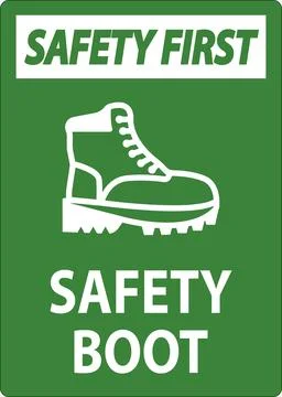 Caution Safety Boot Sign for Workplace or Construction Area Stock Illustration
