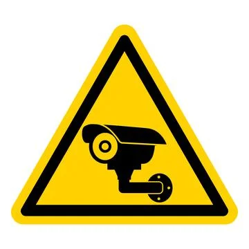 Caution Security Camera Alert Triangle Sign for Surveillance Monitoring Stock Illustration