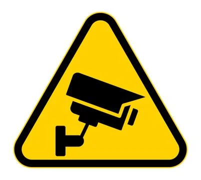 Caution Security Camera Warning Sign for Surveillance and Protection Use Stock Illustration