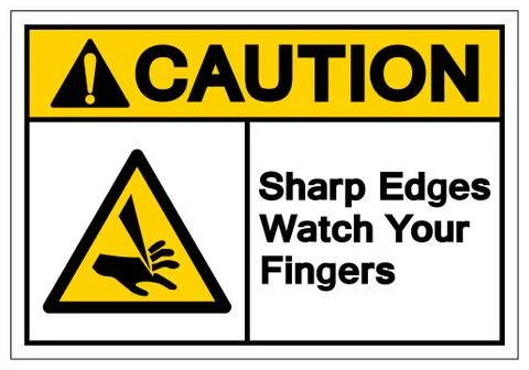 Caution Sharp Edges Watch Your Fingers Symbol Sign, Vector Illustration, Isol Stock Illustration