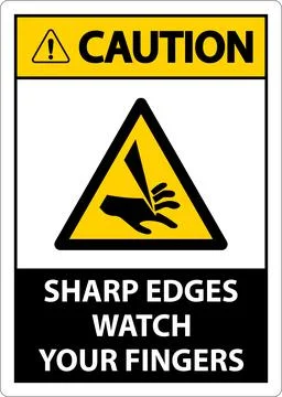 Caution Sharp Edges Watch Your Fingers On White Background 스톡 일러스트