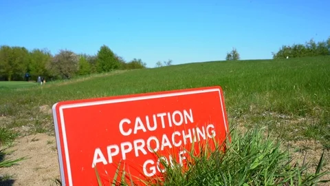 Caution sigh at the golf field Stock Footage 119398144