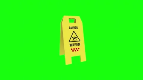 Caution sign in 3D rendering with clear green background Stock Footage 303860123